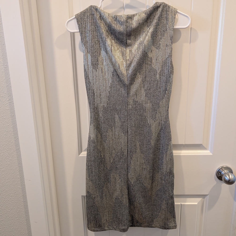 White House Black Market Shimmering Silver Mini Dress - Picture 5 of 6